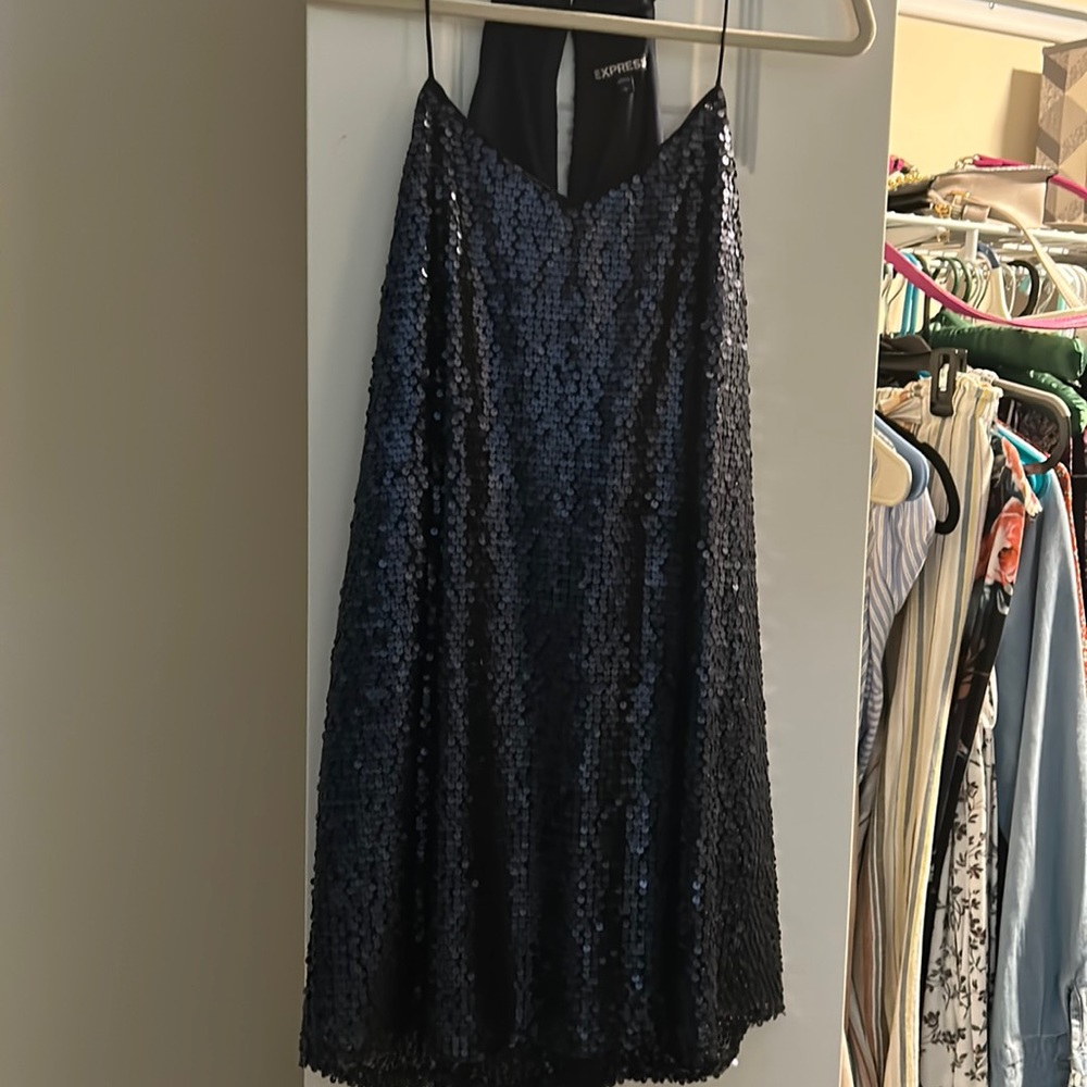 Navy Sequence Mini tank Dress
